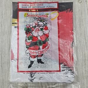 Vintage Santa Door Cover Waterproof Plastic 31x72‎ Merry Christmas Decor Taiwan